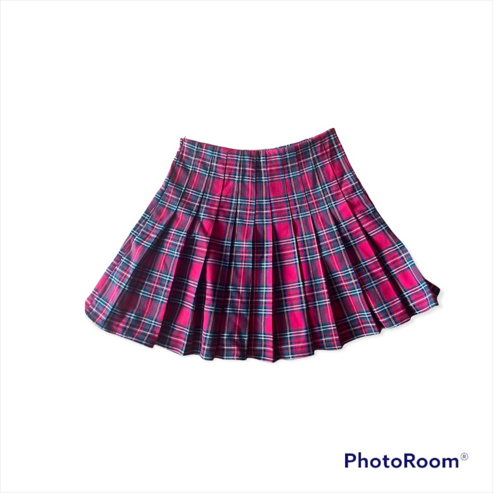 EUC Brandy Melville Red Plaid Pleated Miniskirt